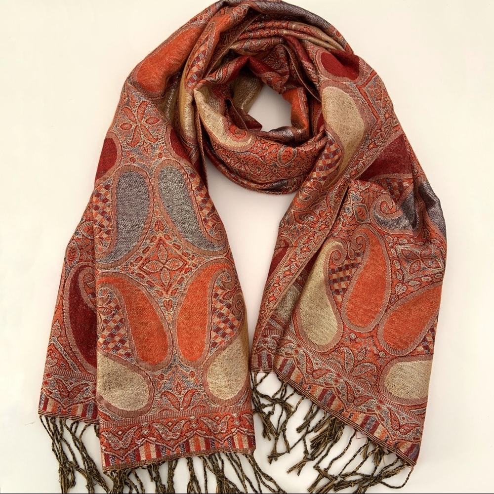 Red, Orange and Silver Shawl